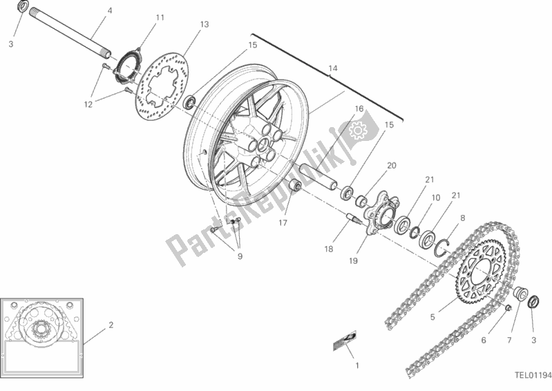 All parts for the Rear Wheel of the Ducati Scrambler Icon USA 803 2019